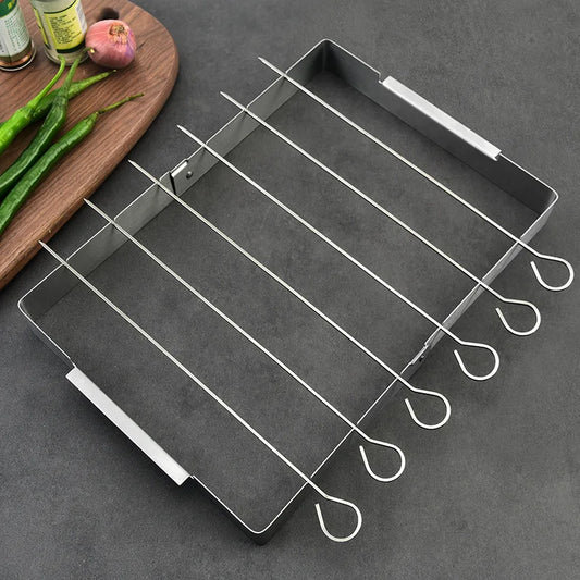 Stainless Steel Grill, Chicken Leg Rack, Outdoor Portable Grill Tool, Creative BBQ Grill Rack with Grill Skewers