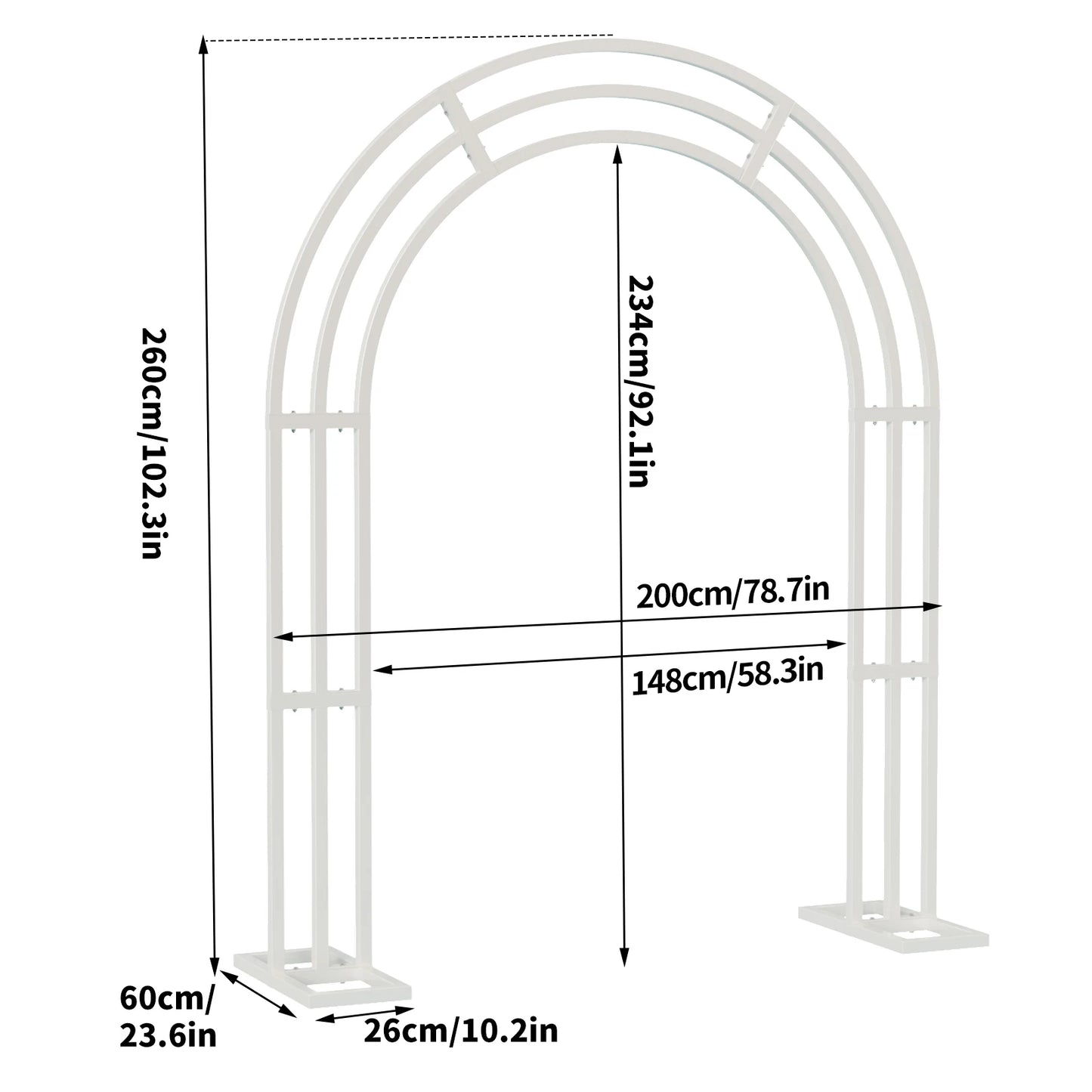 Heavy Strong White Metal Wedding Arch Garden Arbor Frame Floral Backdrop Stand Pergola Stand Indoor Outdoor