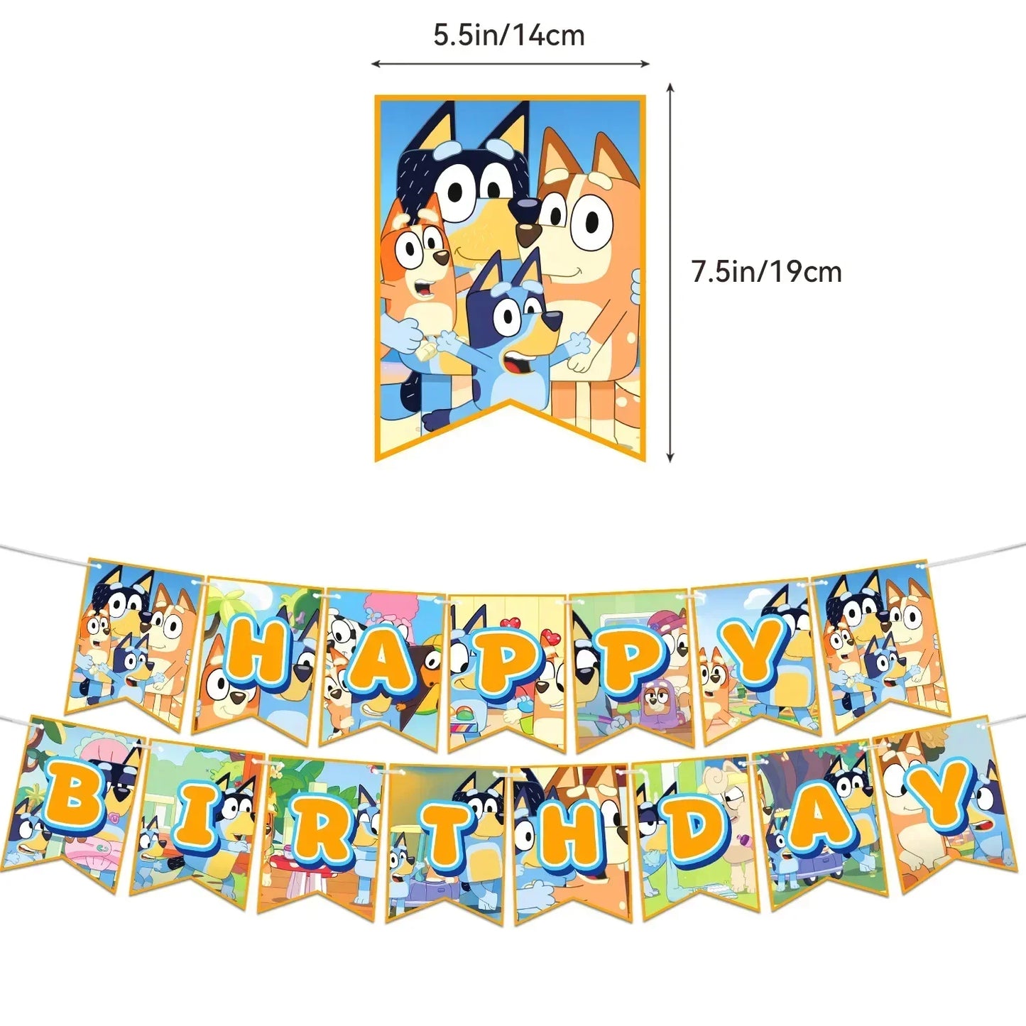 Hot Blue Family Dog Birthday Party Cutlery Plate Disposable Banner Cake Topper Hanging Flag Balloons Set Birthday Decorations