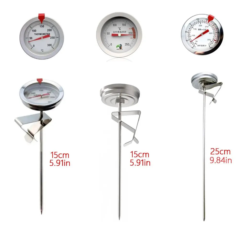 15/25cm Kitchen Probe Thermomete Large Dial Stainless Steel Pointer Thermometer Instant Read Portable BBQ Thermometer Tester