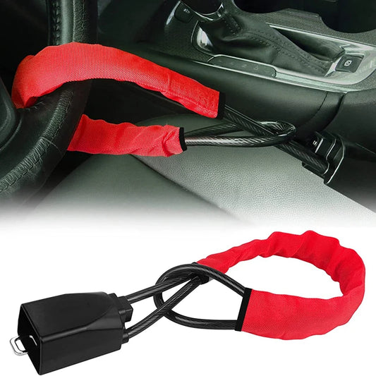 Universal Car Steering Wheel Lock New Universal Security Anti-theft Belt Buckle Lock Rope Lock Car Steel Cable Anti-theft Locks