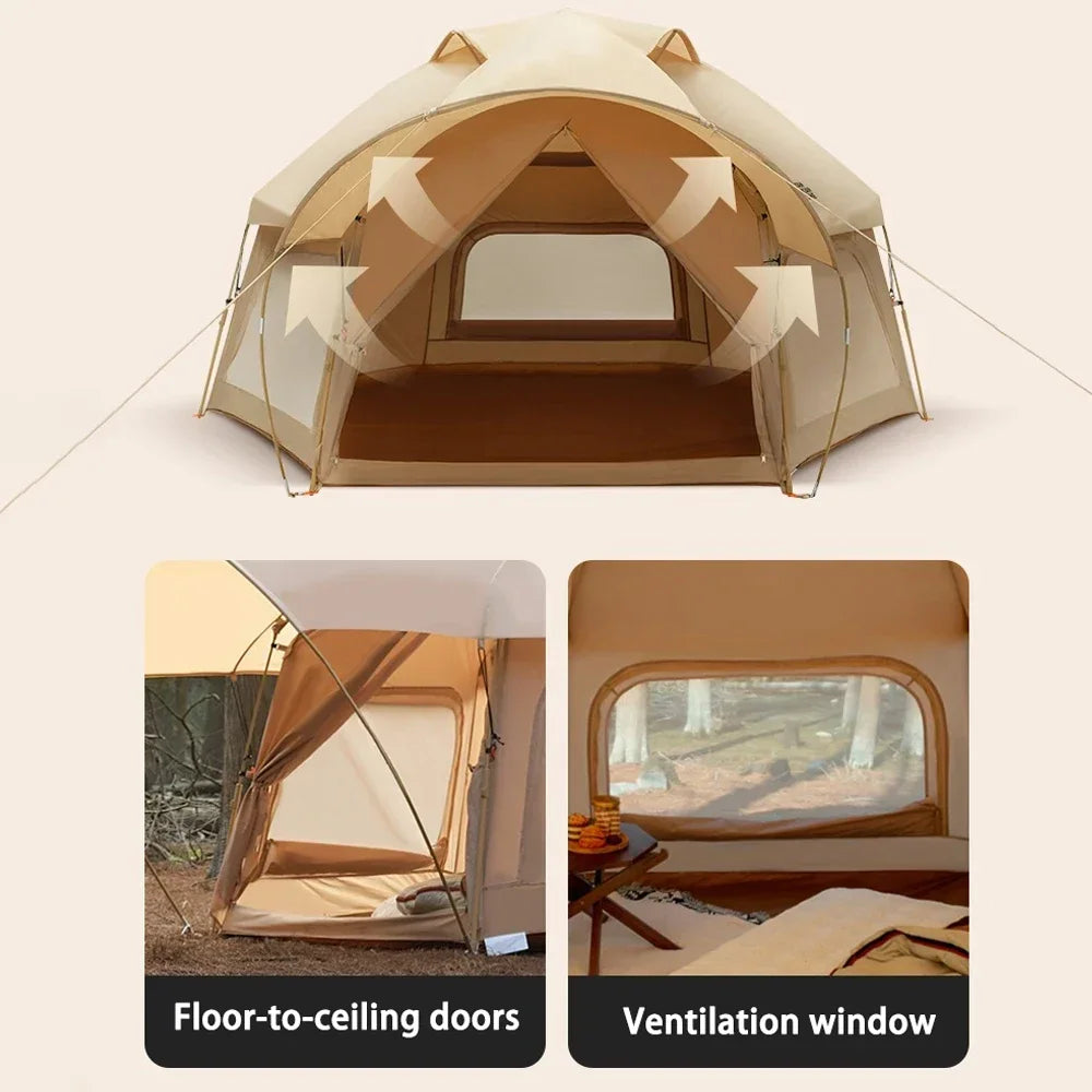 Integrated Hexagon Tent Outdoor Camping Bionic Design Huge Frog Tent Beach Awning Sun Shelter Car Cabin Tent For