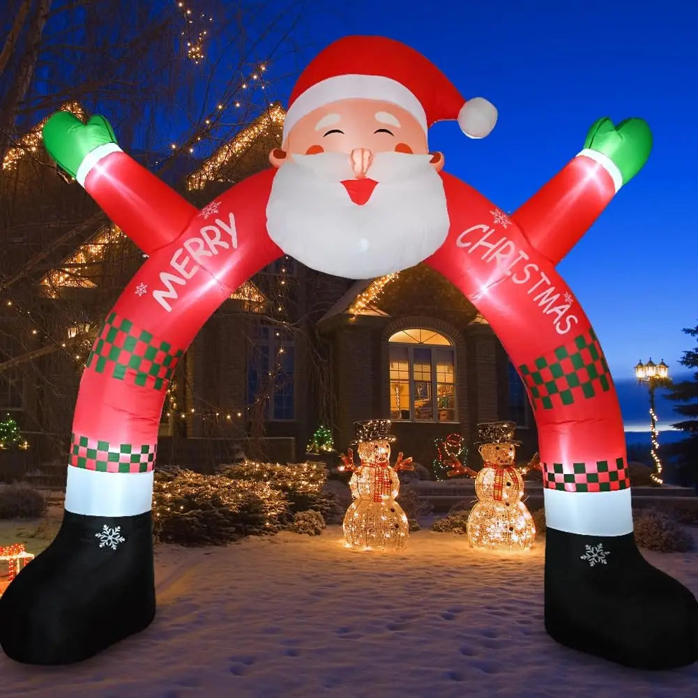 11 FT Christmas Inflatable Archway Decorations, Christmas Inflatable Santa Claus Arch Blow Up Yard Decorations