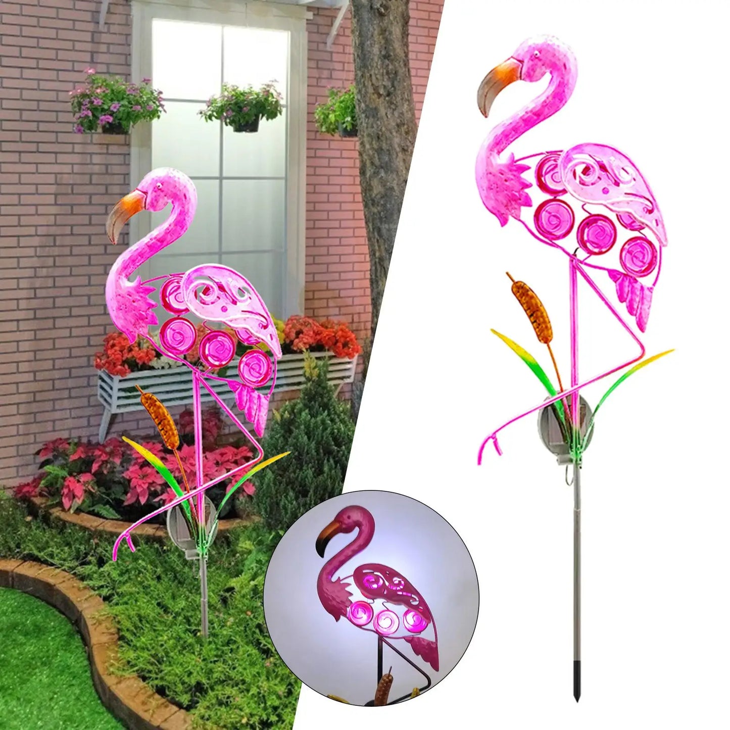 Solar Flamingo Lights - Outdoor Stakes Lights, Waterproof LED Decorative