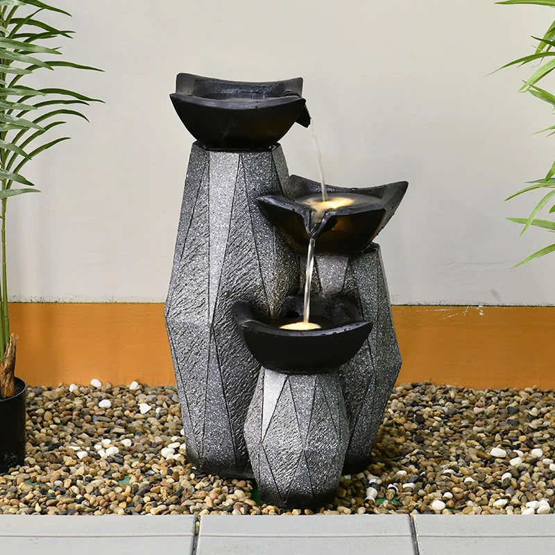 Zl Flowing Water Ornaments Circulating Fountain Lucky Waterscape Balcony Courtyard Garden Rockery