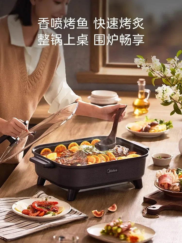 home use kitchen multifunctional Electric hot pot large firepower  integrated barbecue special for boiling and frying