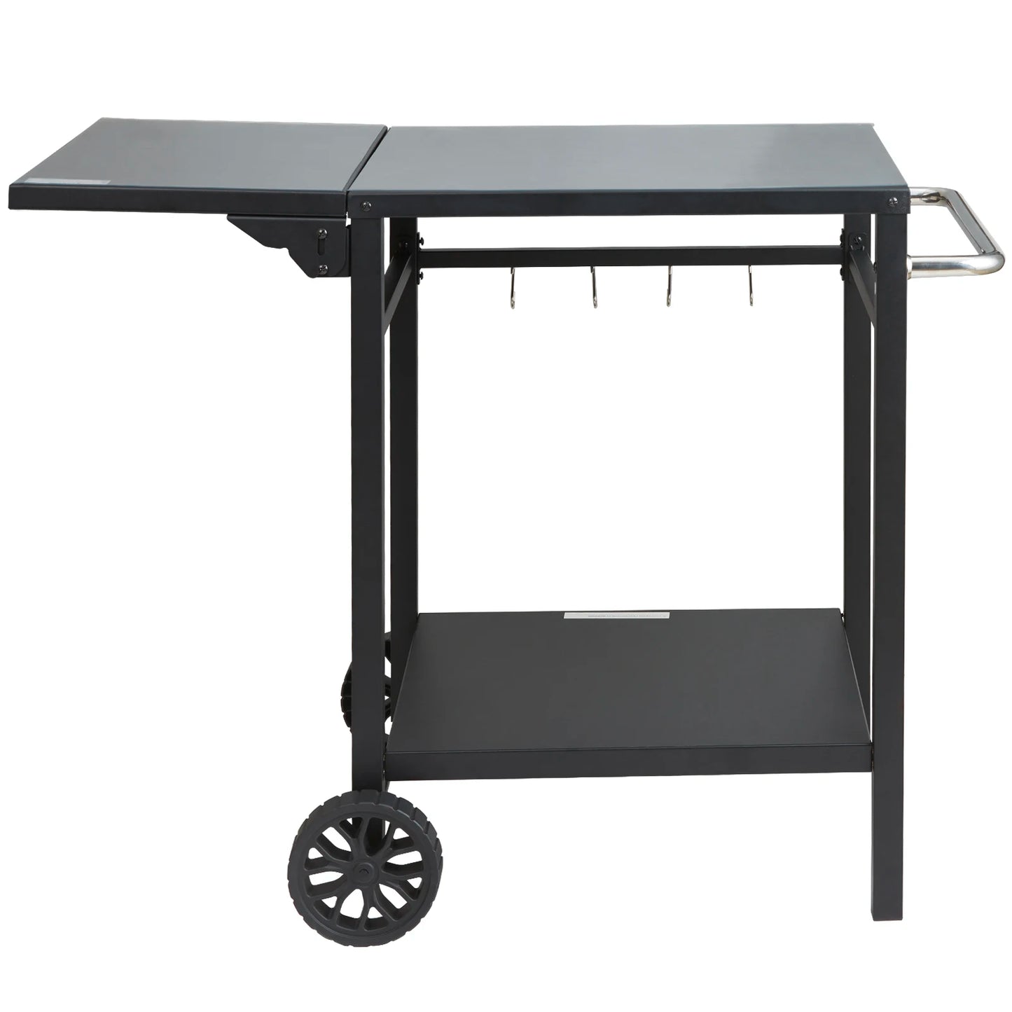 VEVOR Outdoor Grill Dining Cart w/Double-Shelf, BBQ Movable Food Prep Table, Multifunctional Foldable Iron Table Top, Worktable