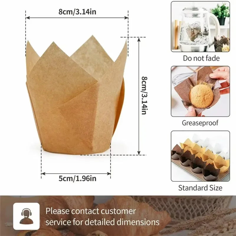 50PCS/Set Muffin Box Cake Paper Cup Multi-color Flame Cup High Temperature Oiled Bread Paper Holder Cupcake Liner DIY Tools