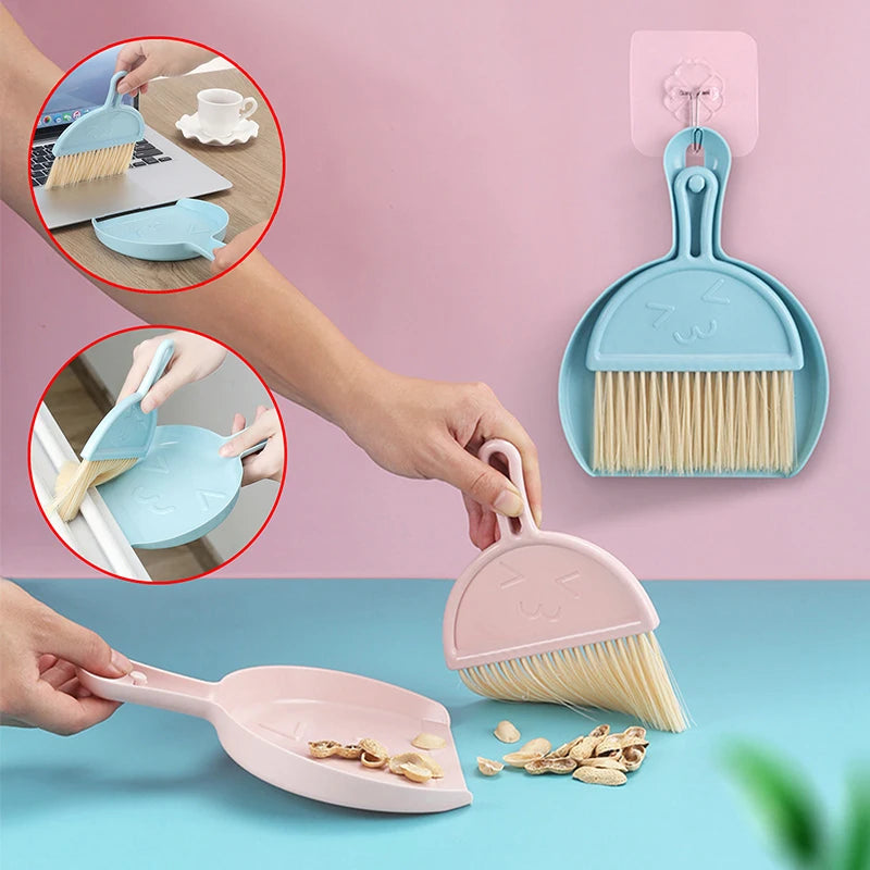 1 Pc Pink Multi-Purpose Mini Broom And Dustpan Set With Garbage Shovel For Table Desktop Cleaning