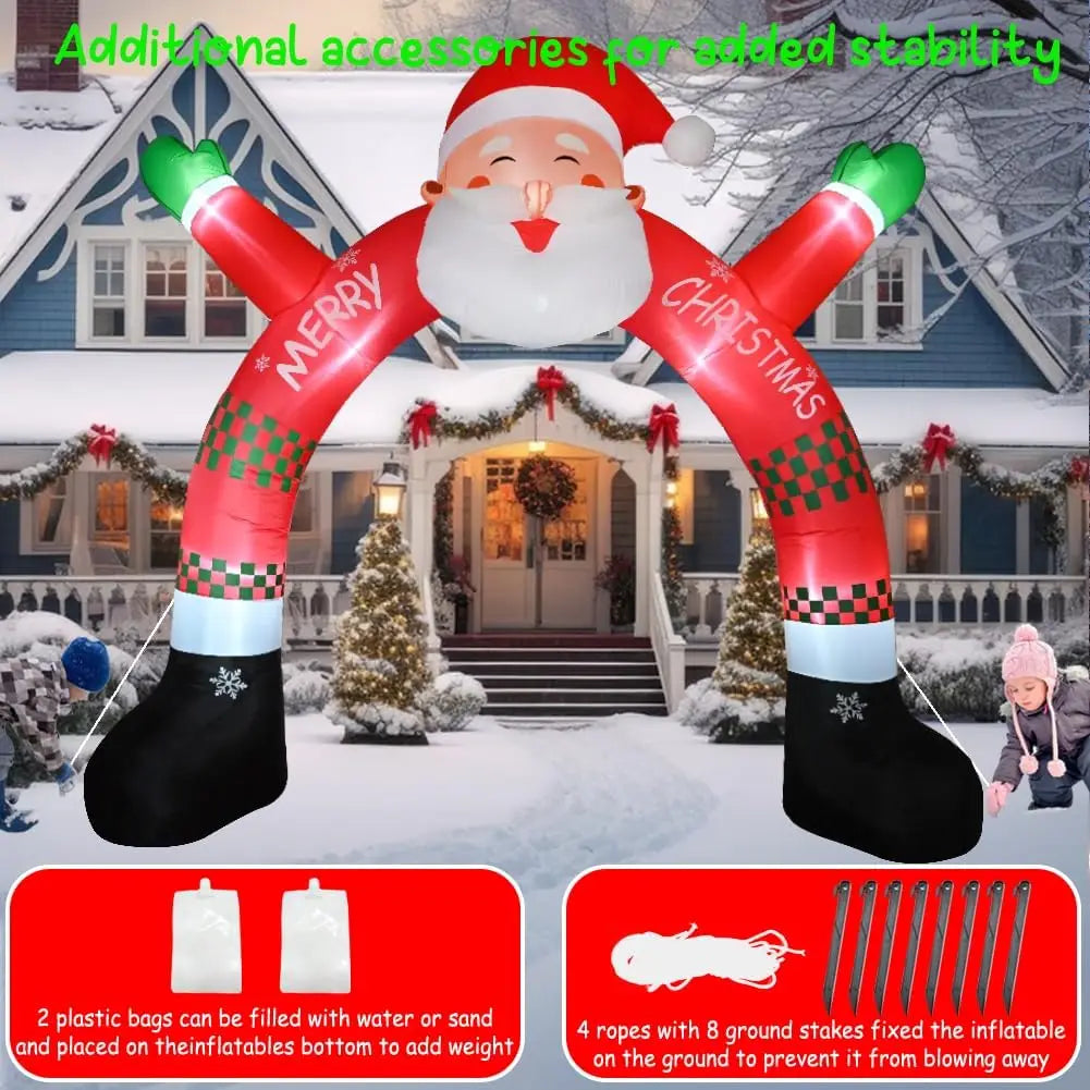 11 FT Christmas Inflatable Archway Decorations, Christmas Inflatable Santa Claus Arch Blow Up Yard Decorations