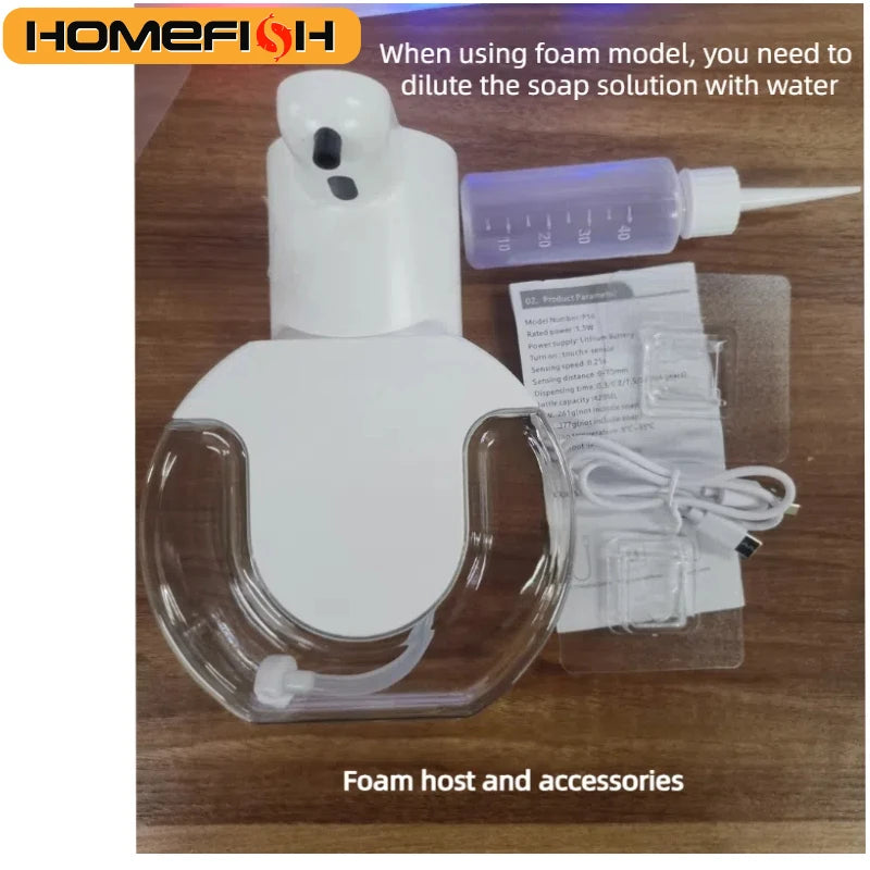 HOMEFISH P10 Smart Soap Dispenser 420ml Touchless Motion Sensor Washing Hand Device Wall-Mounted Liquid Soap Dispenser