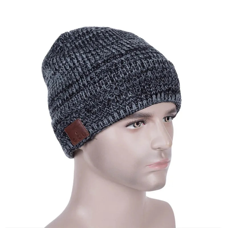 Women Men Bluetooth Beanie Hat 5.0 Wireless Beanie with Microphone Music Hat Stocking Stuffers Winter Knitted Hat