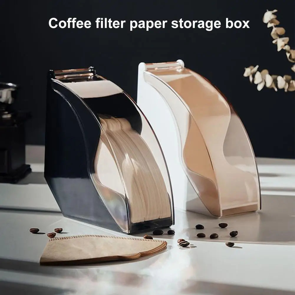 HQ Acrylic Paper Filter Holder Acrylic Coffee Filter Paper Holder Box with Napkins Dispenser Shelf for Home Kitchen Utensils