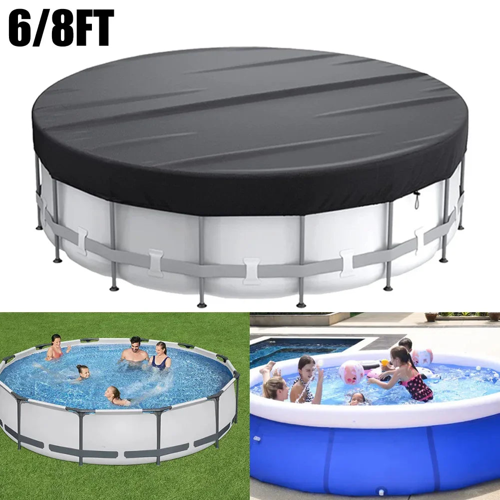 10 Ft Round Pool Cover Heavy Duty Winter Pool Cover Protector Black  PE Tarp For Waterproof And Dustproof Pool Accessories