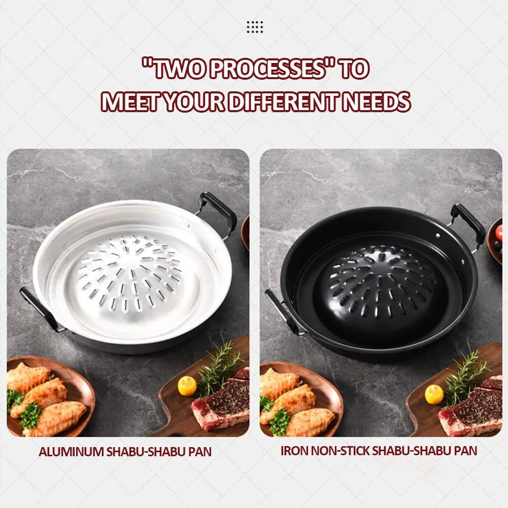 2 In1 Thai Restaurant Grill & Shabu Shab Barbecue Pan Kitchen Cookware Household Cooking Steamer Basket Tools G5s3