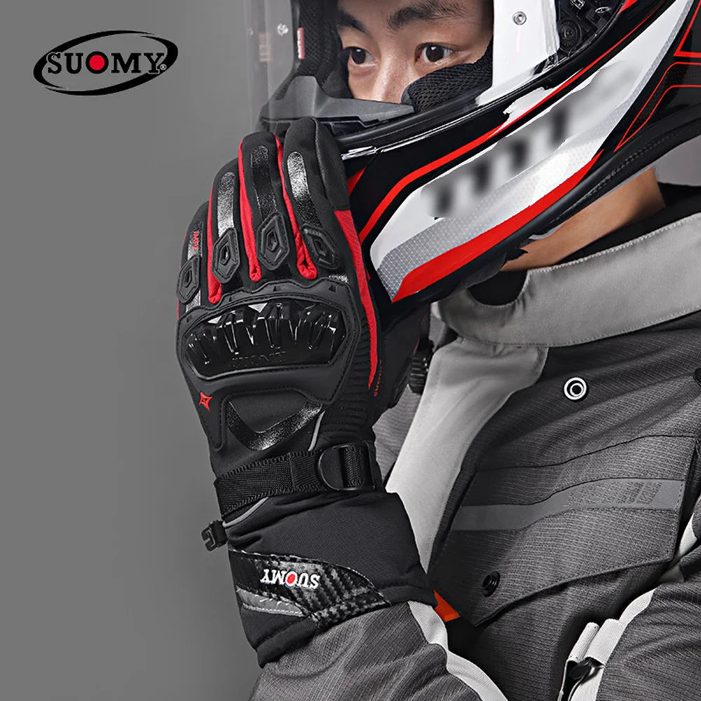 Waterproof Motorcycle Gloves Winter Thickening Touch Screen Full Finger Gloves Protective Anti-fall Non-slip Riding Moto Gloves