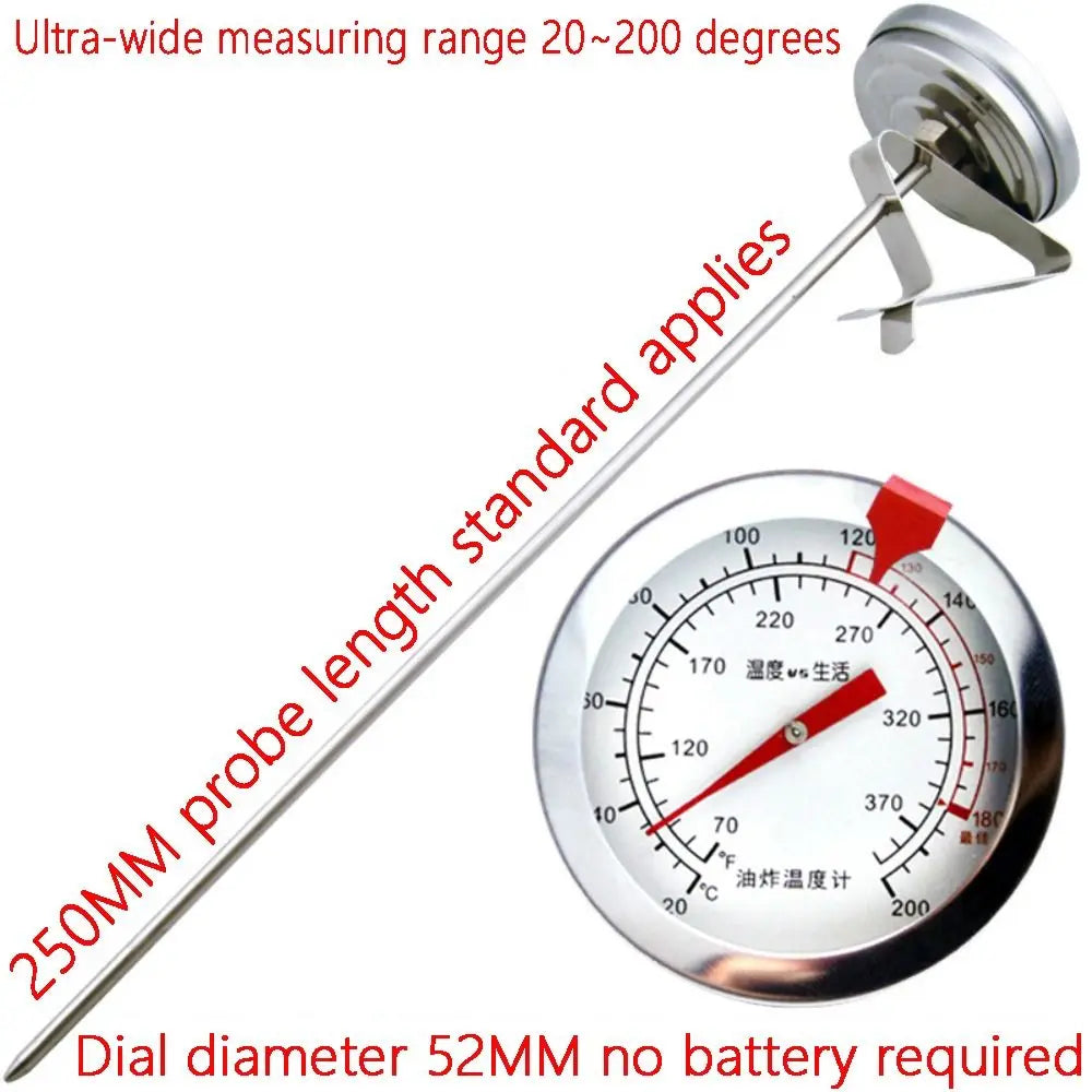 15/25cm Kitchen Probe Thermomete Large Dial Stainless Steel Pointer Thermometer Instant Read Portable BBQ Thermometer Tester